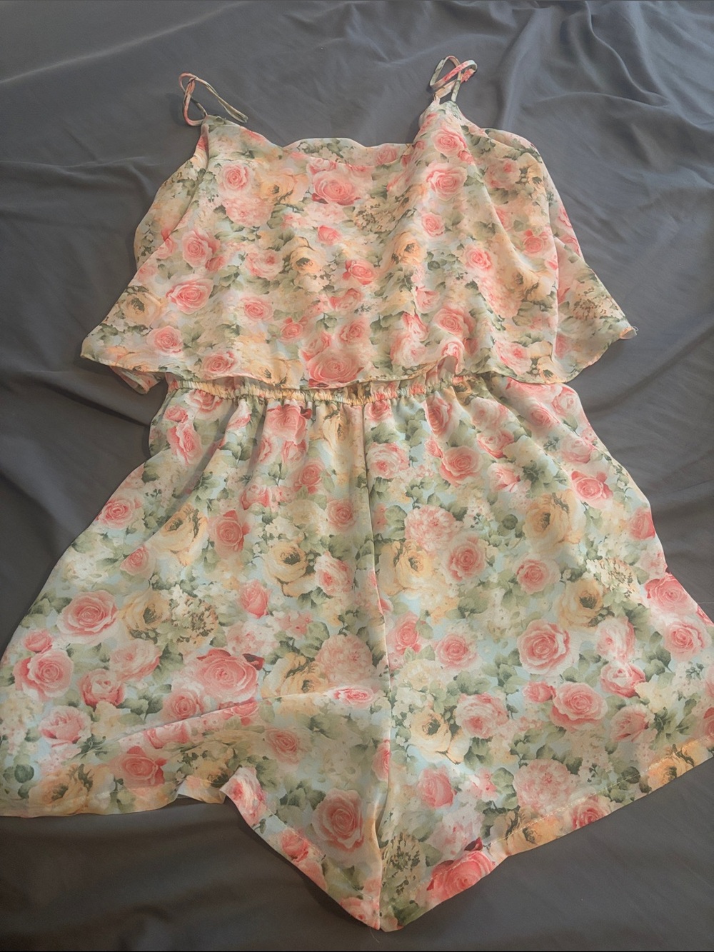 Floral Print Romper - Pink & Cream